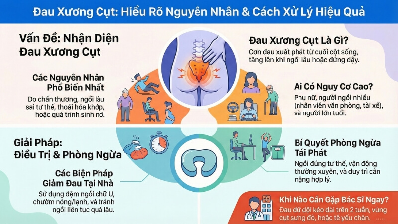 Đau xương cụt tăng lên khi ngồi lâu hay khi đứng dậy Đau xương cụt tăng lên khi ngồi lâu hay khi đứng dậy