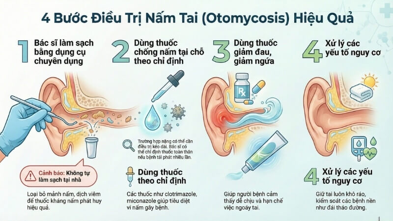 Bạn cần tuân thủ các bước điều trị nấm tai Bạn cần tuân thủ các bước điều trị nấm tai