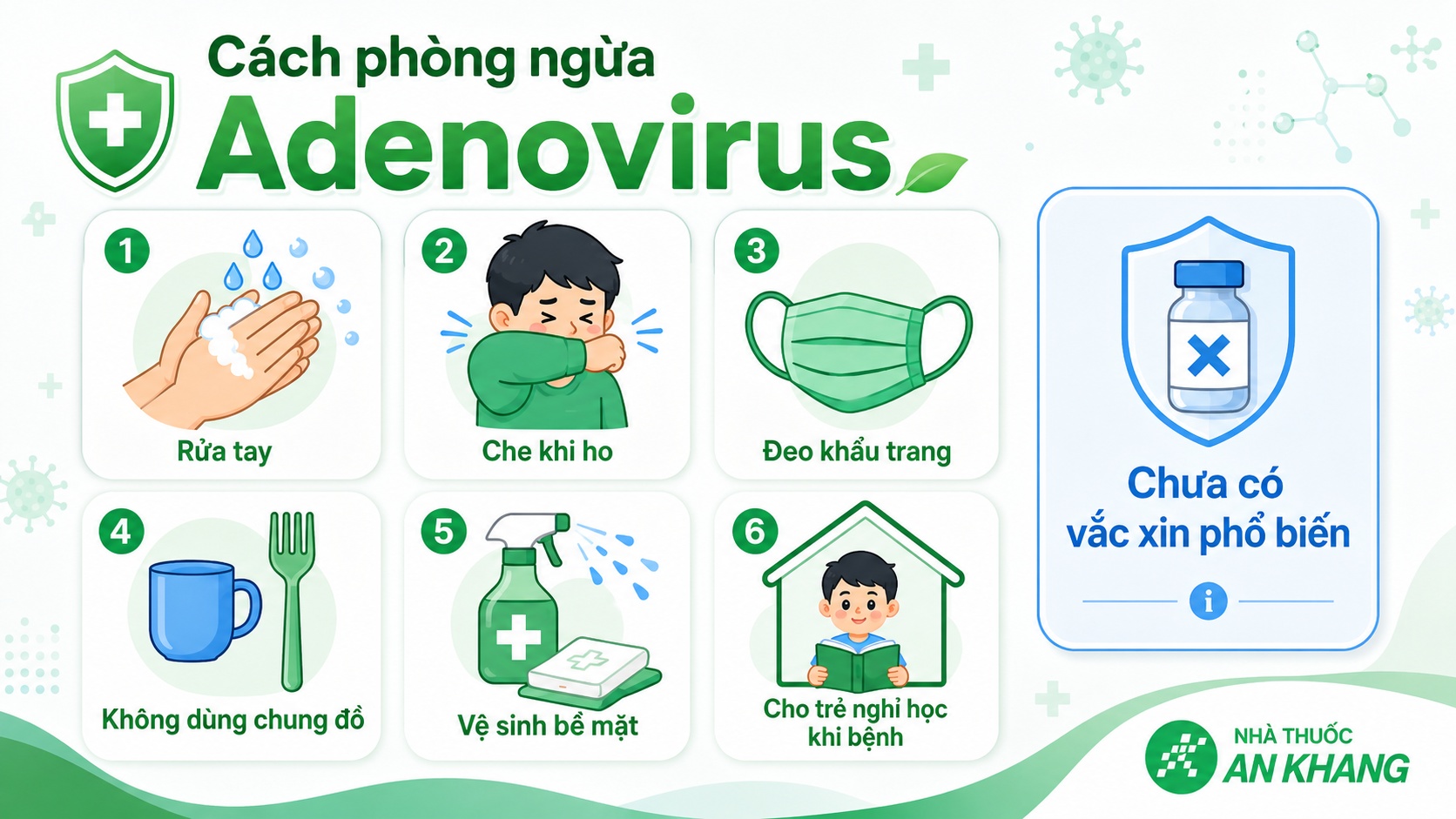 Rửa tay, vệ sinh đồ dùng, không dùng chung vật dụng cá nhân và hạn chế tiếp xúc gần giúp giảm nguy cơ lây nhiễm adenovirus.