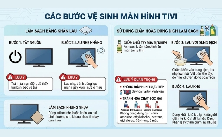 Làm sạch tivi bằng khăn lau