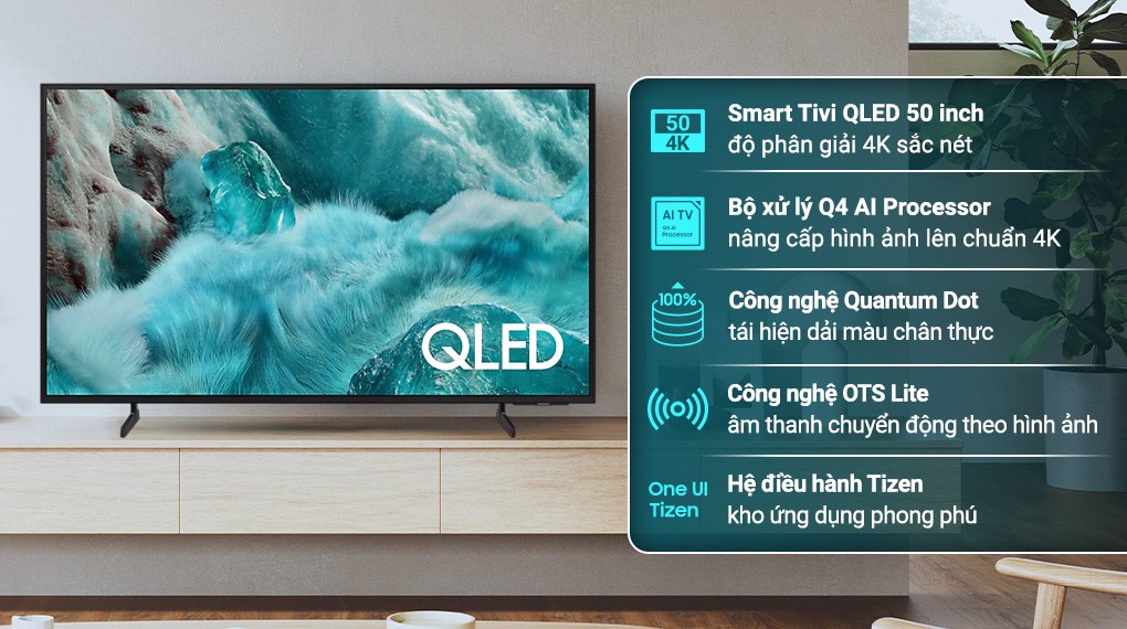 Smart Tivi QLED Samsung AI 4K 50 inch QA50Q7FA sở hữu công nghệ Motion Xcelerator giúp các cảnh chuyển động mượt mà
