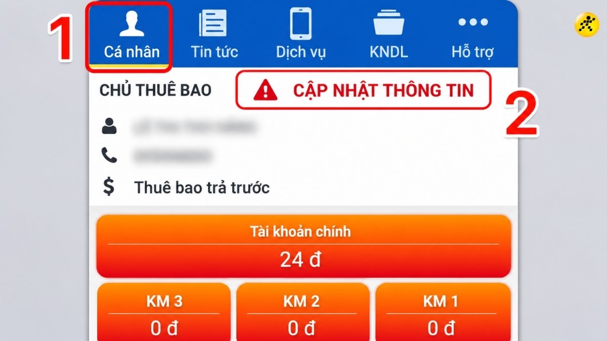 Cá nhân > Chọn Cập nhật đầy đủ thông tin Cá nhân > Chọn Cập nhật đầy đủ thông tin
