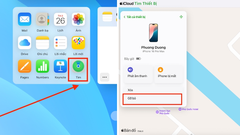 Chọn thiết bị muốn xóa và gỡ bỏ