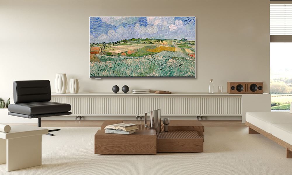 Google Tivi Coocaa 4K 55 inch 55LN7000G thiết kế mỏng kết hợp chế độ khung tranh tạo điểm nhấn sang trọng cho không gian sống