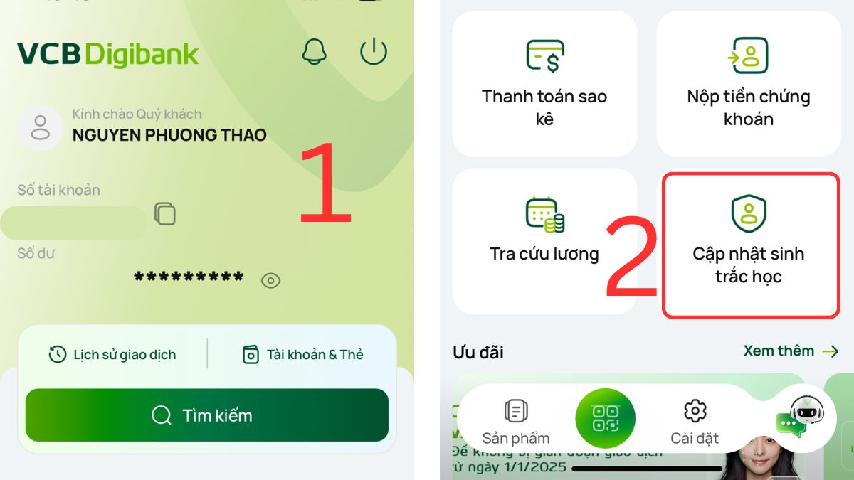 Mở ứng dụng Vietcombank