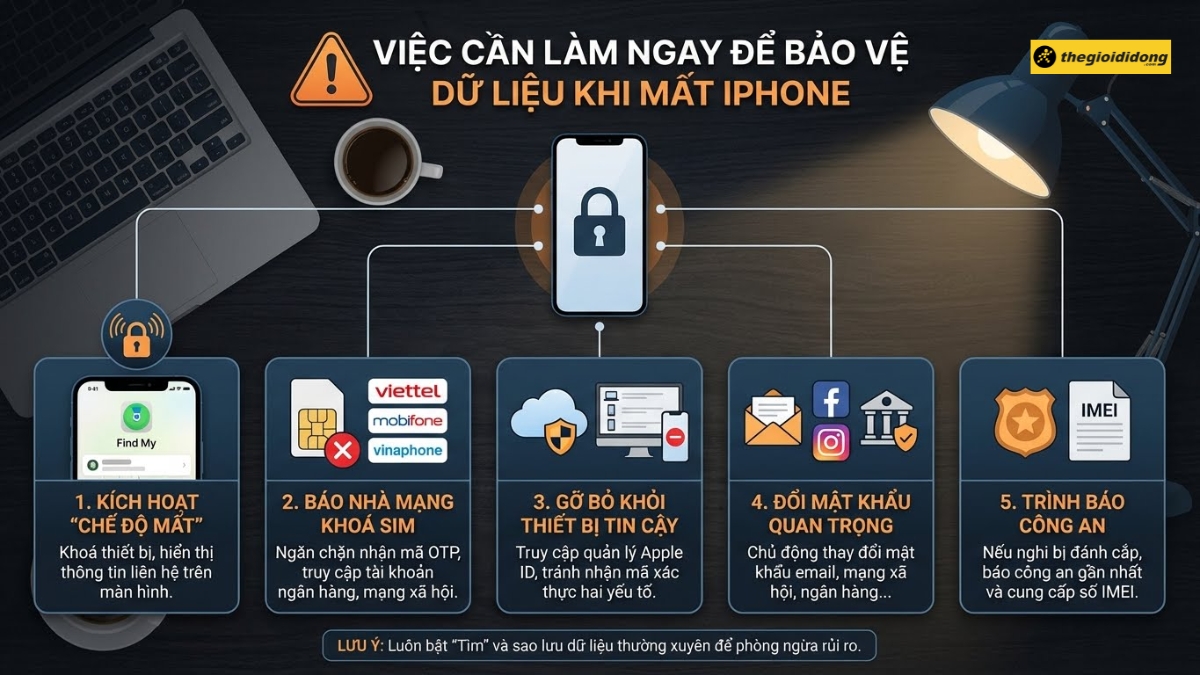 Những việc cần l&agrave;m để bảo vệ dữ liệu khi mất iPhone