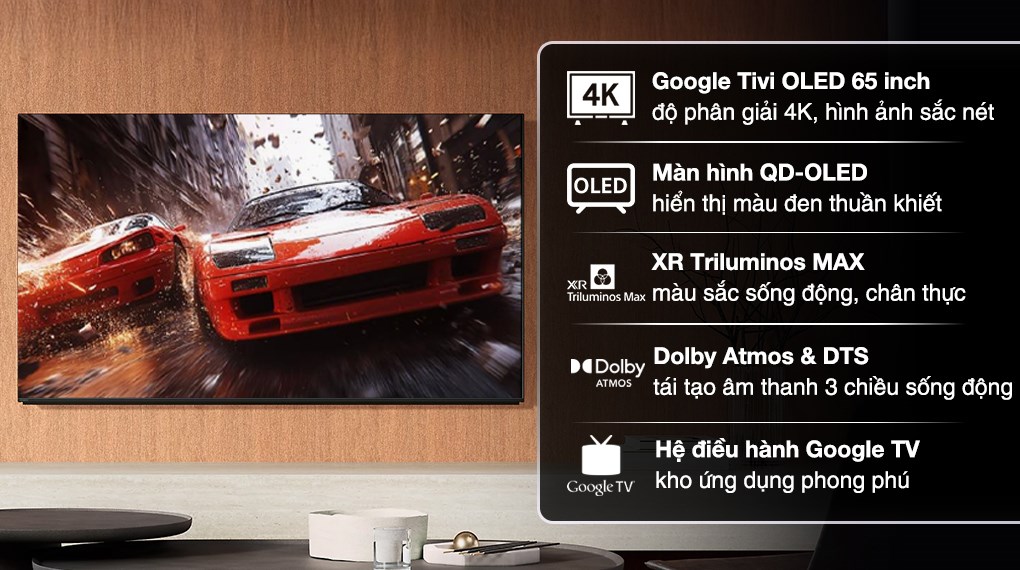 Google Tivi OLED Sony AI 4K 65 inch K-65XR80M2 mang đến hình ảnh có chất lượng chân thực cao