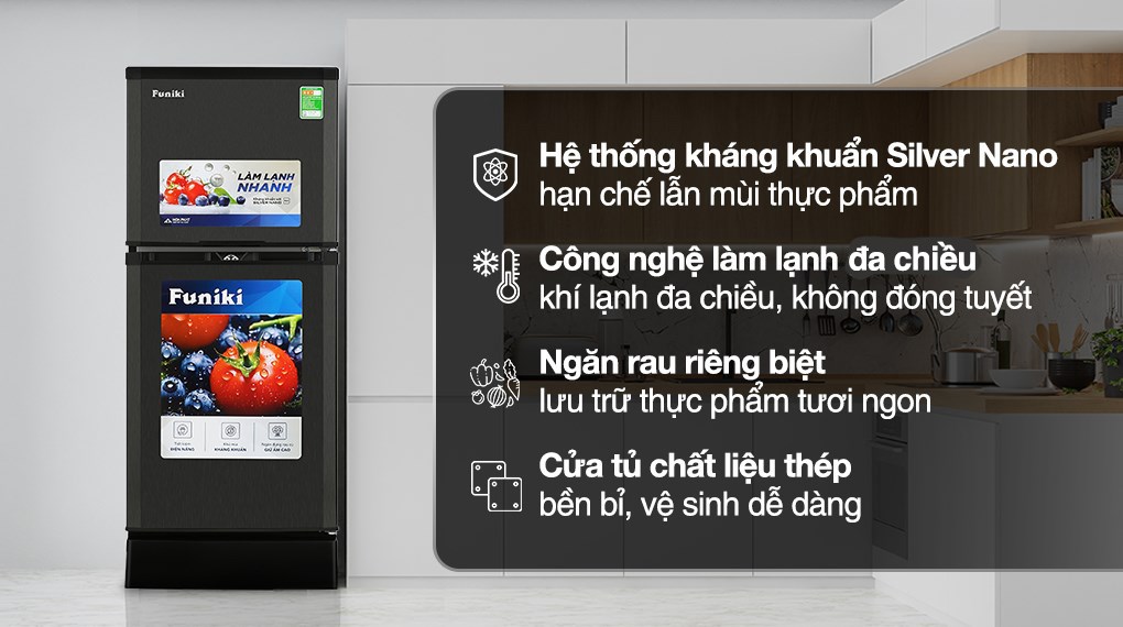 Tủ lạnh Funiki 120 lít HR T6120TDG gồm ngăn đá, ngăn lạnh, kệ, khay cửa, khay đá, nút chỉnh nhiệt Tủ lạnh Funiki 120 lít HR T6120TDG gồm ngăn đá, ngăn lạnh, kệ, khay cửa, khay đá, nút chỉnh nhiệt