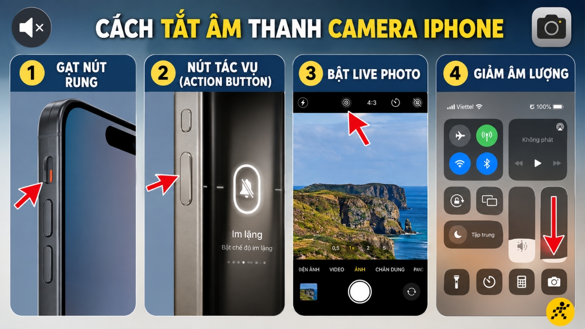 C&aacute;ch tắt &acirc;m thanh camera iPhone 