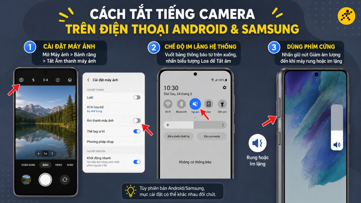 C&aacute;ch tắt tiếng camera tr&ecirc;n điện thoại Android v&agrave; Samsung