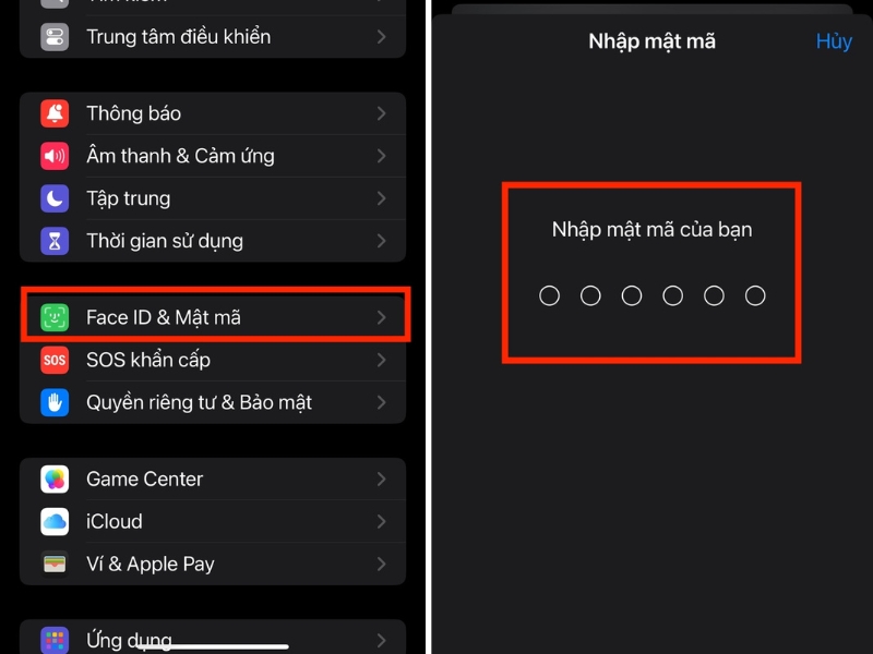 Face ID & Mật mã > Nhập mật khẩu iPhone Face ID & Mật mã > Nhập mật khẩu iPhone