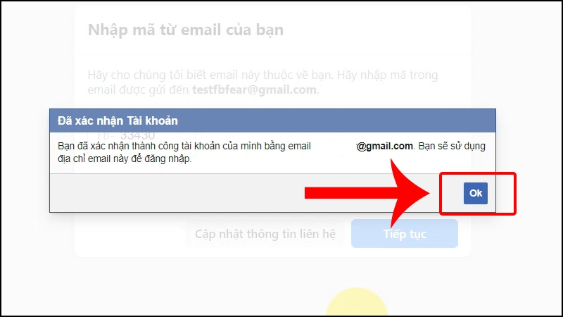 Nhấn OK để ho&agrave;n tất việc đăng k&yacute;