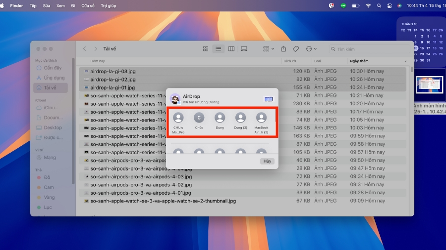 Chọn thiết bị nhận