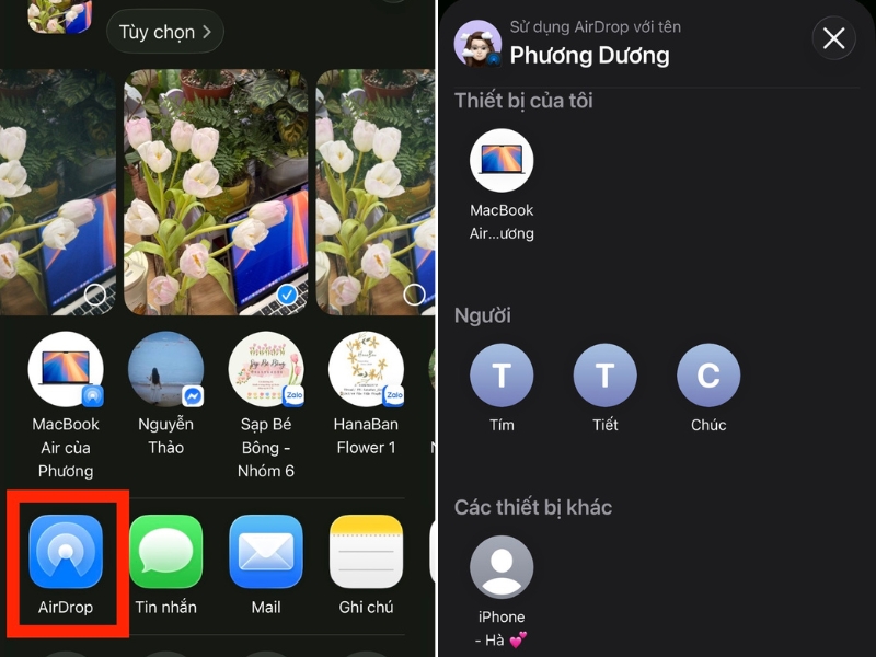 Chọn thiết bị nhận xuất hiện tr&ecirc;n m&agrave;n h&igrave;nh
