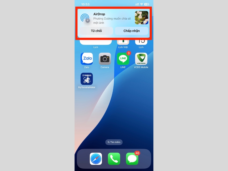 Người nhận sẽ thấy th&ocirc;ng b&aacute;o