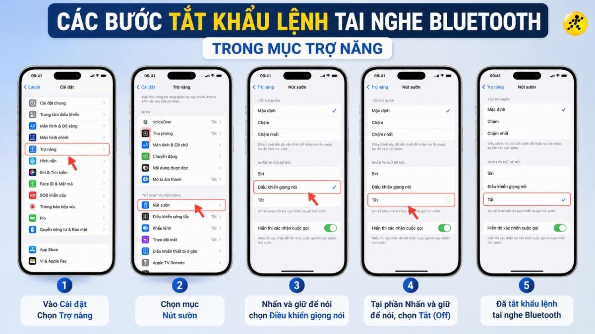 Tắt khẩu lệnh tai nghe Bluetooth trong mục Trợ năng Tắt khẩu lệnh tai nghe Bluetooth trong mục Trợ năng
