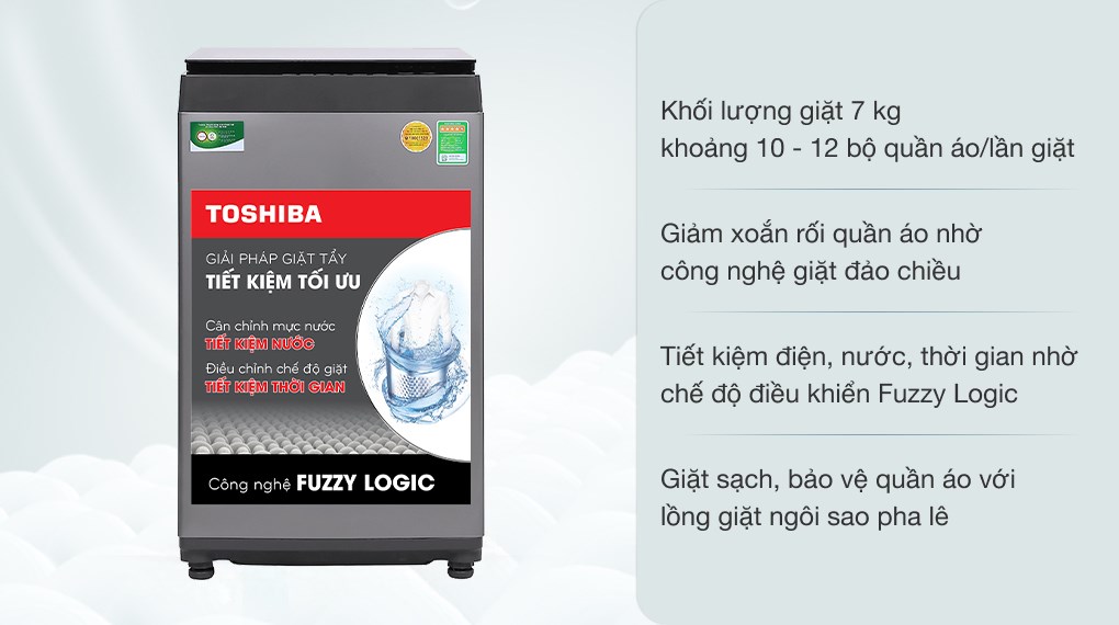 Máy giặt Toshiba 7 Kg AW-L805AV (SG) có khối lượng giặt 7kg phù hợp cho gia đình 2 - 3 người