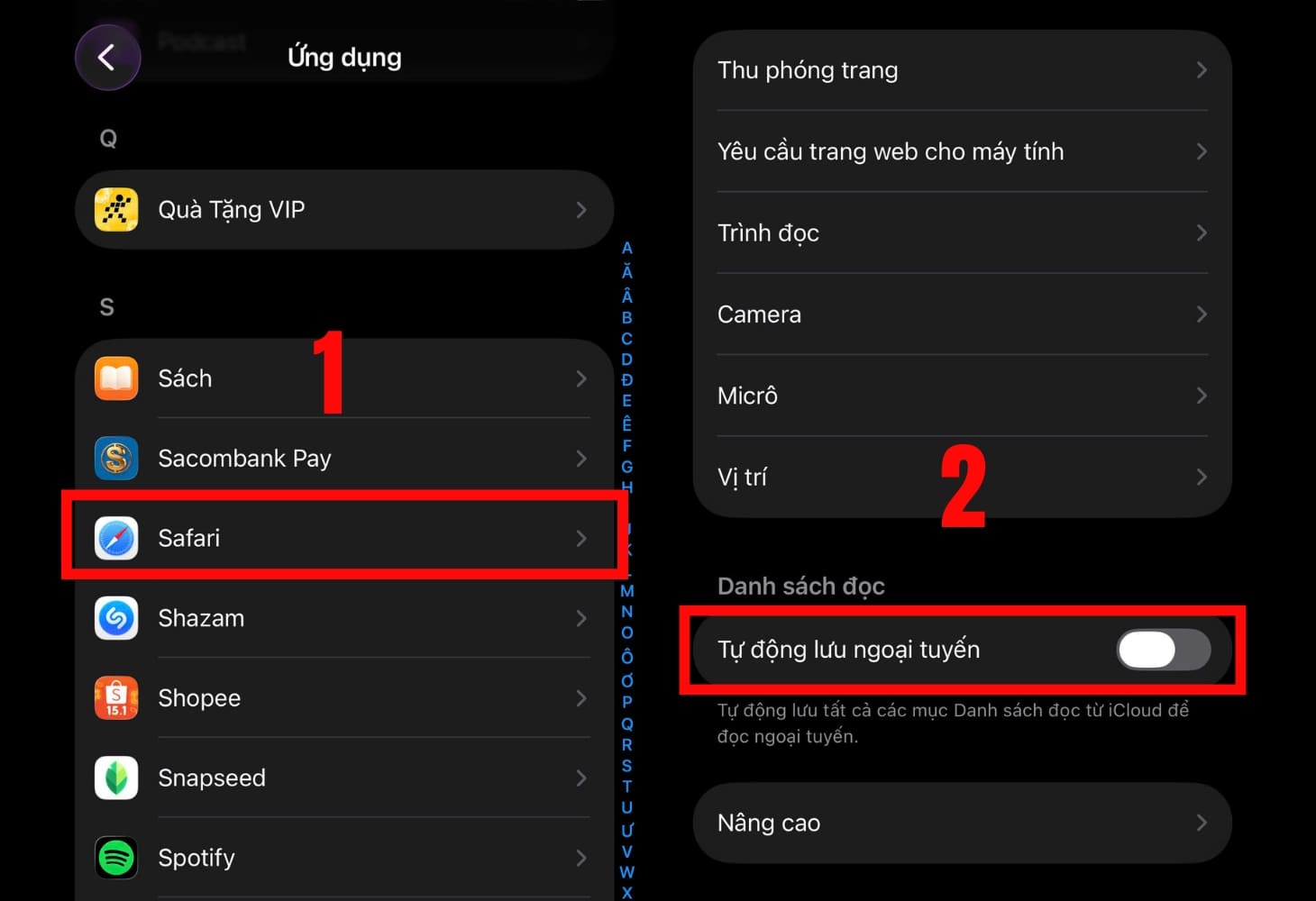 Tắt chế độ tự động lưu danh sách đọc ngoại tuyến trên Safari để giải phóng thêm dung lượng cho iPhone