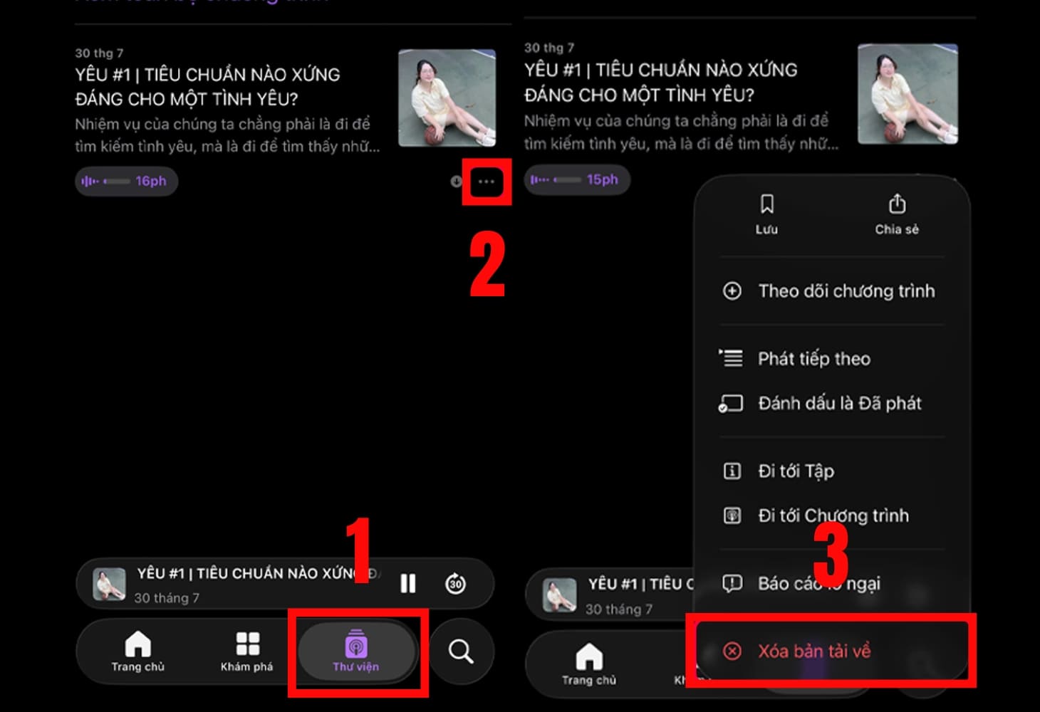 Giải phóng dung lượng iPhone bằng cách xóa Podcast không nghe đến