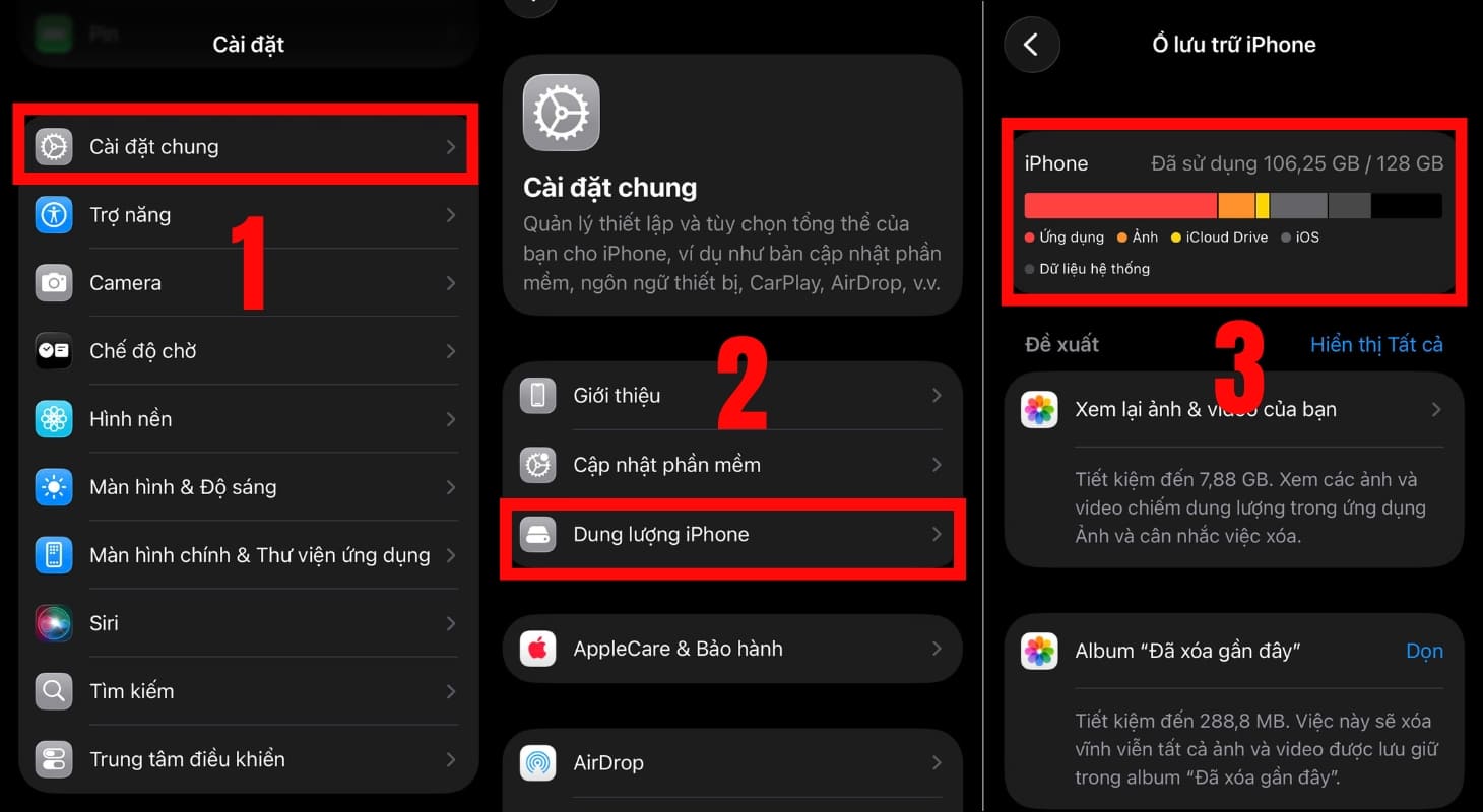 Cách xem dung lượng trên điện thoại iPhone
