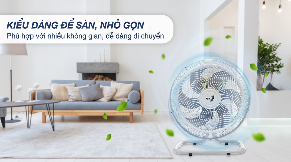 Quạt sàn Asia 6 cánh VY636790 80W có thiết kế gọn gàng, tiết kiệm diện tích