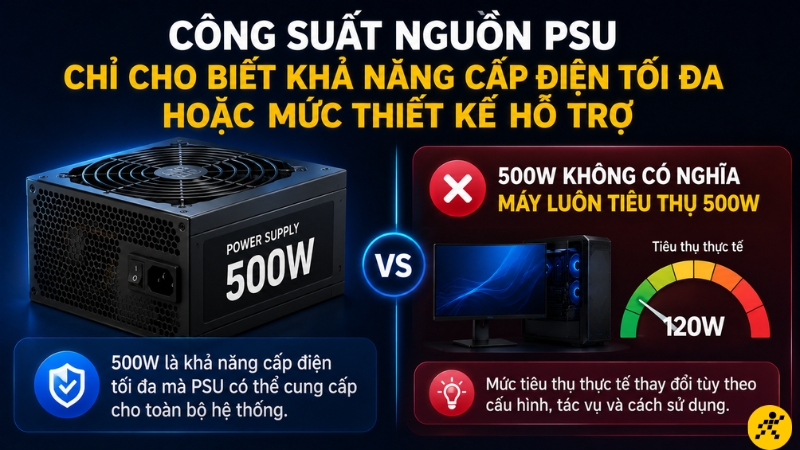 PSU không nói lên chính xác mức độ tiêu thụ điện PSU không nói lên chính xác mức độ tiêu thụ điện