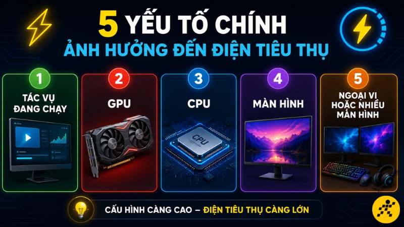 Các yếu tố chính ảnh hưởng đến mức độ tiêu thụ điện Các yếu tố chính ảnh hưởng đến mức độ tiêu thụ điện