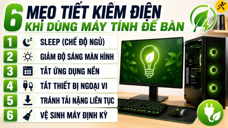Mẹo tiết kiệm điện khi sử dụng máy tính để bàn Mẹo tiết kiệm điện khi sử dụng máy tính để bàn