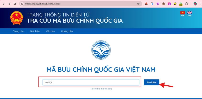 Giao diện trang mabuuchinh.v