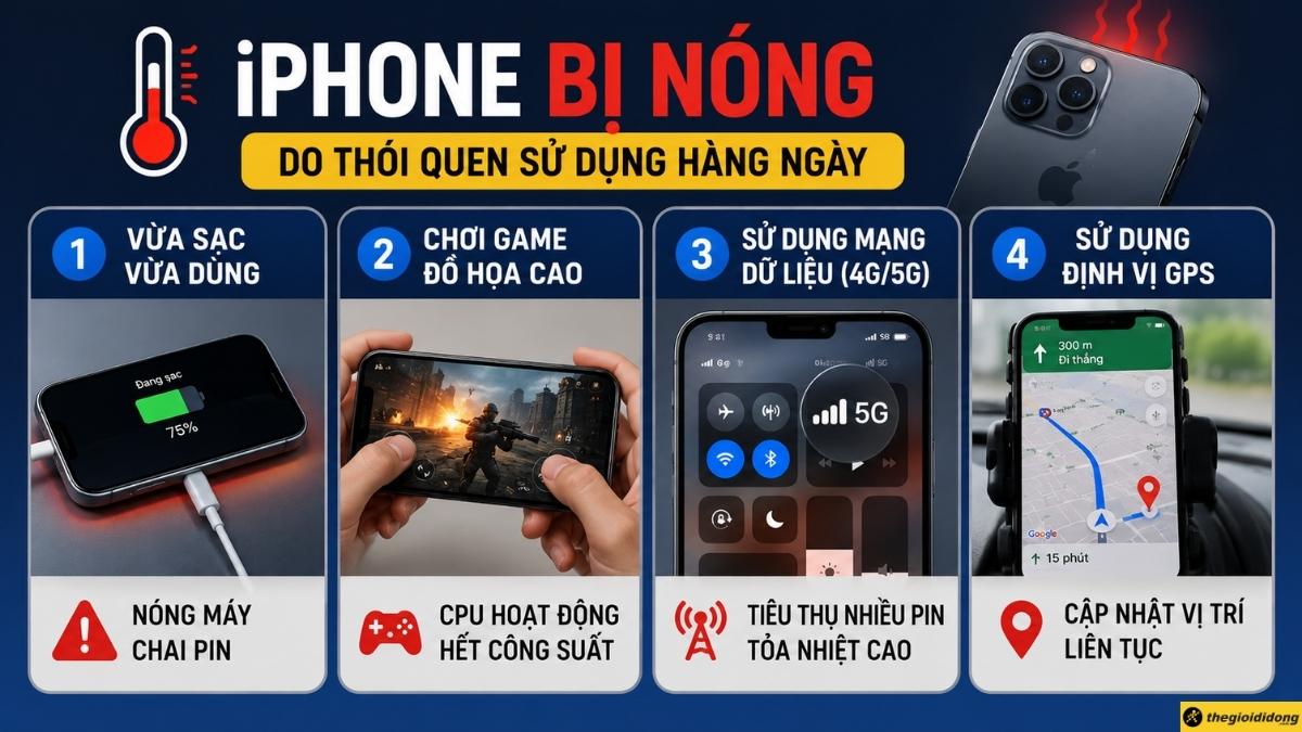 iPhone bị n&oacute;ng do th&oacute;i quen sử dụng h&agrave;ng ng&agrave;y