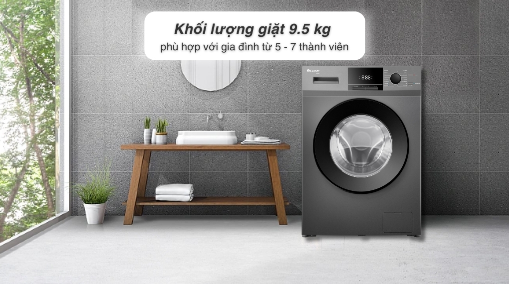 Máy giặt Casper Inverter 9.5 kg WF-95VG5 khối lượng giặt 9.5 kg phù hợp với gia đình từ 5 - 7 thành viên