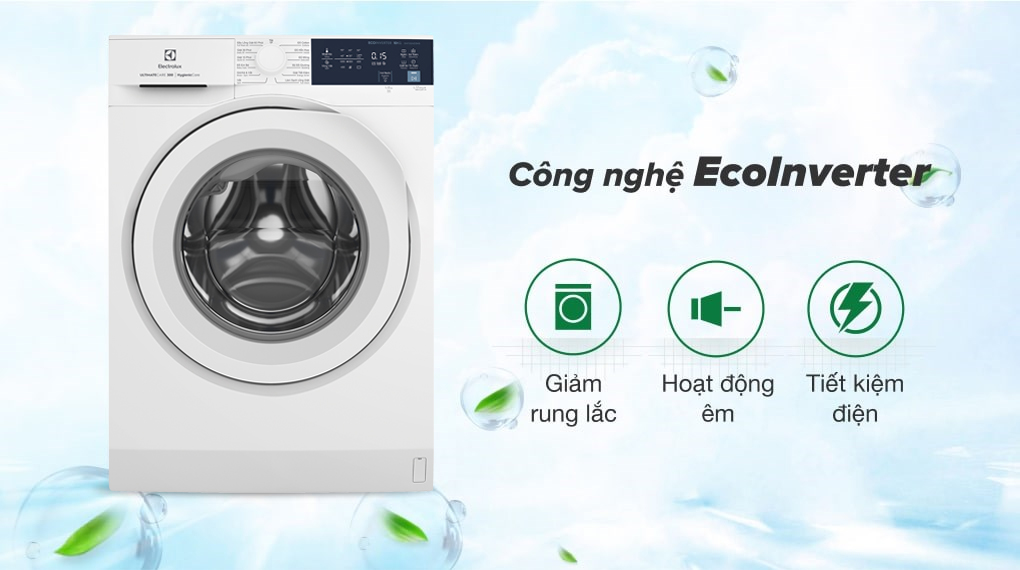 Máy giặt Electrolux UltimateCare 300 Inverter 10 kg EWF1024D3WB sở hữu công nghệ EcoInverter giúp vận hành êm ái và tối ưu điện năng sử dụng