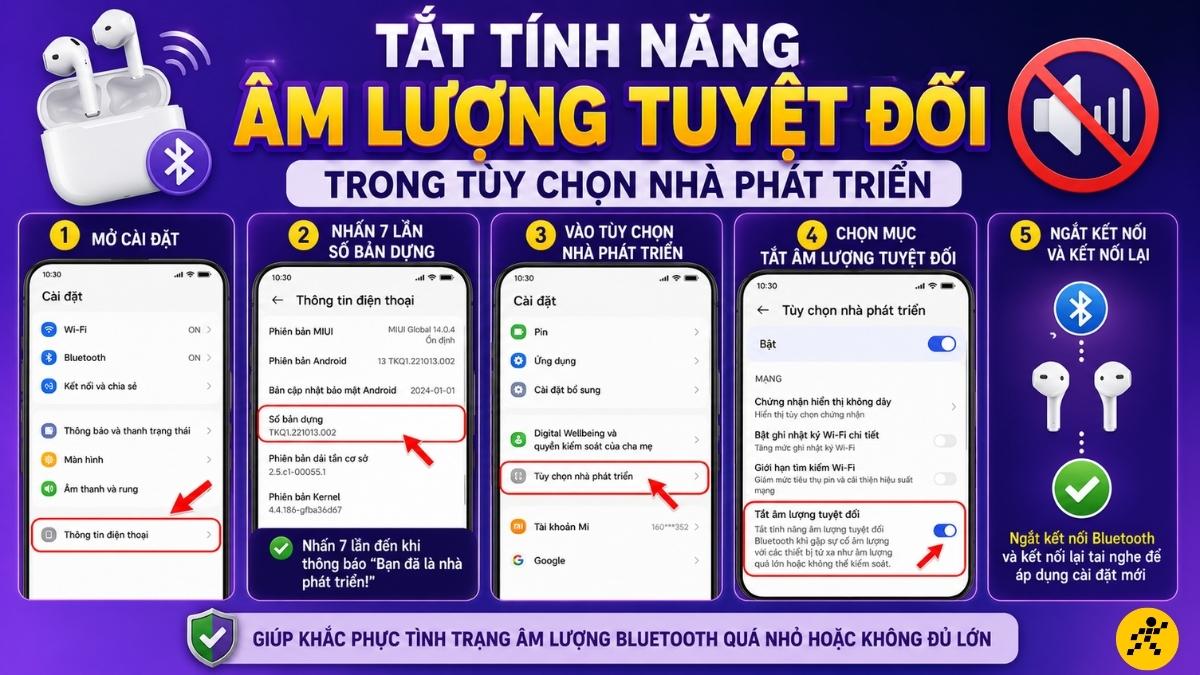 Tắt tính năng âm lượng tuyệt đối trong Tùy chọn nhà phát triển Tắt tính năng âm lượng tuyệt đối trong Tùy chọn nhà phát triển