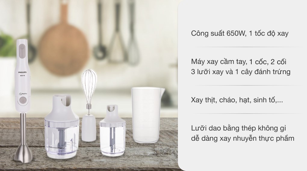 Máy xay cầm tay Philips HR2537 có kiểu dáng trang nhã, hiện đại