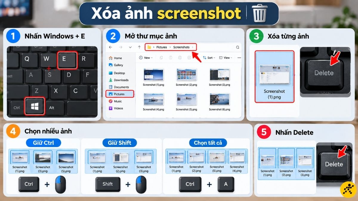 X&oacute;a từng ảnh hoặc chọn nhiều ảnh c&ugrave;ng l&uacute;c