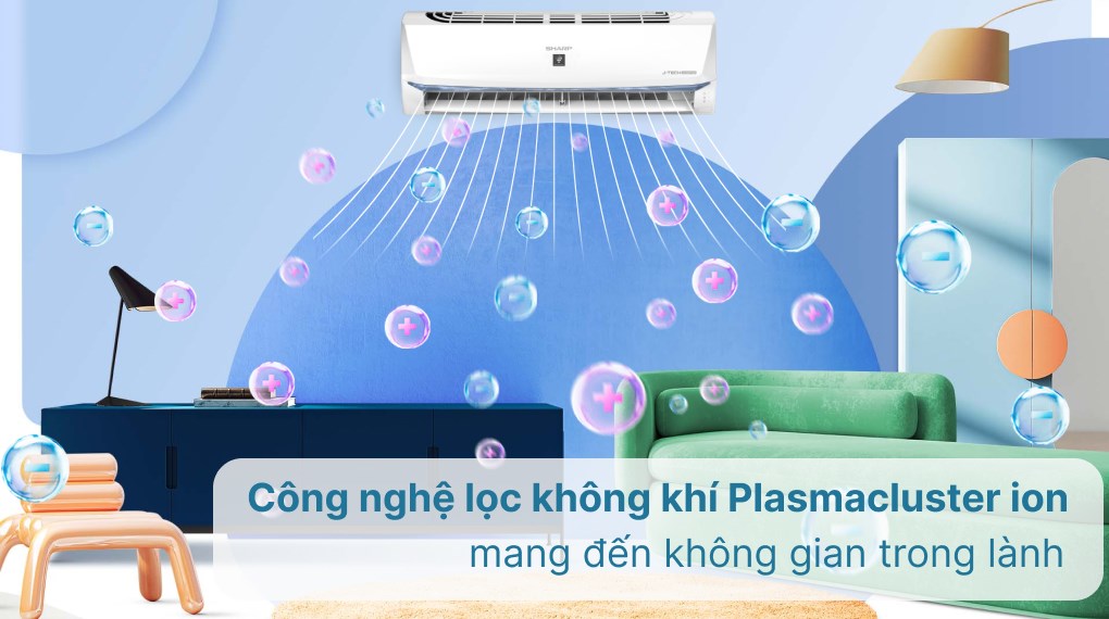 Điều hòa Sharp Inverter 18000 BTU AH-XP18BSW diệt khuẩn tối ưu, khử mùi hôi khó chịu nhờ công nghệ lọc không khí Plasmacluster Ion