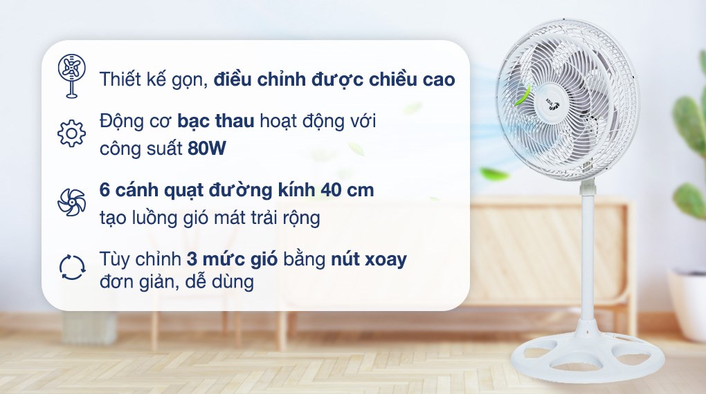 Quạt đứng Asia 6 cánh VY639990 80W