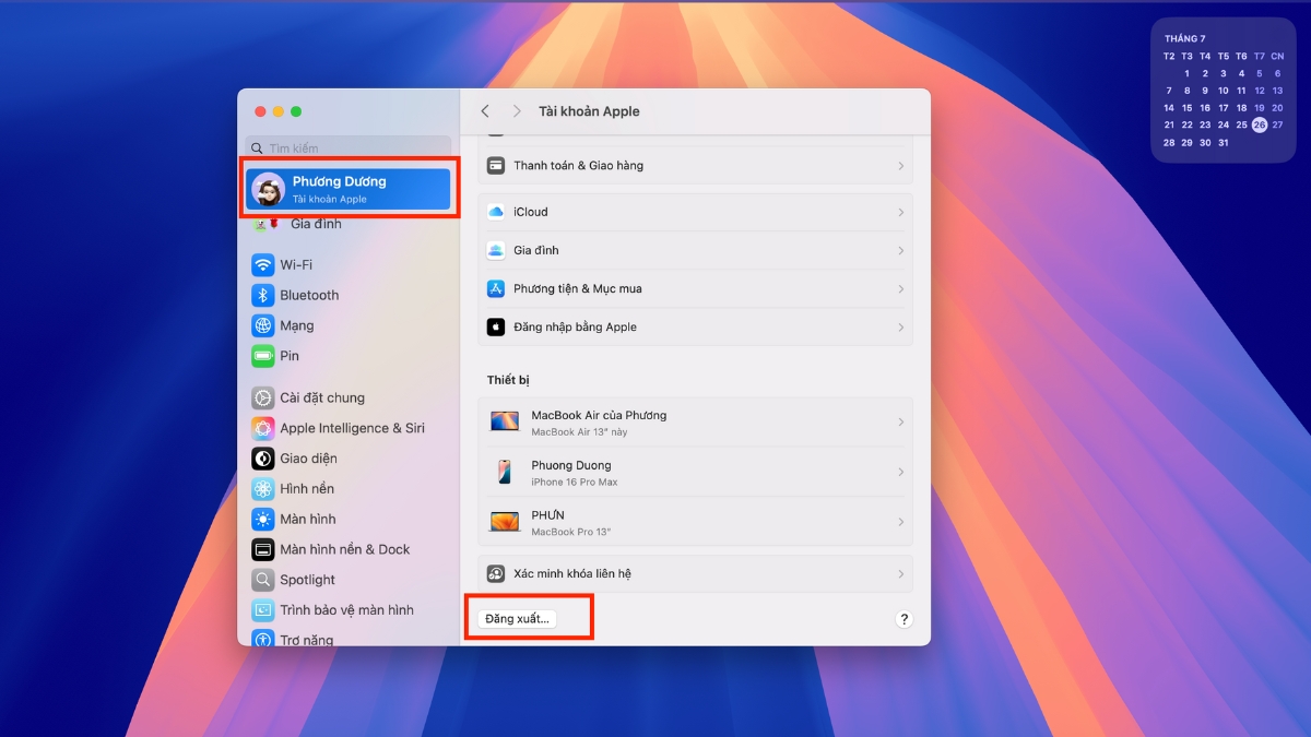 Nhấn Đăng xuất  v&agrave; l&agrave;m theo hướng dẫn