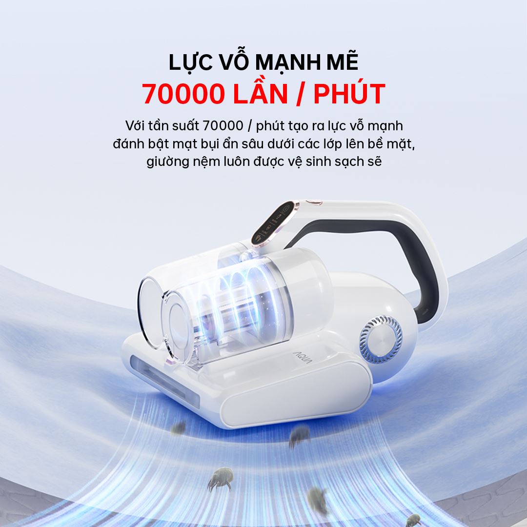 Máy hút bụi đệm giường AQUA AQS-CMP105R(W)-VN cho phép bạn vệ sinh kệ chăn nệm nhanh chóng