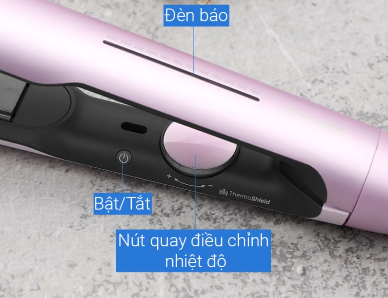 Máy ép tóc Philips BHS530/00 có khóa cố định nhiệt tránh sai lệch nhiệt độ khi tạo kiểu tóc