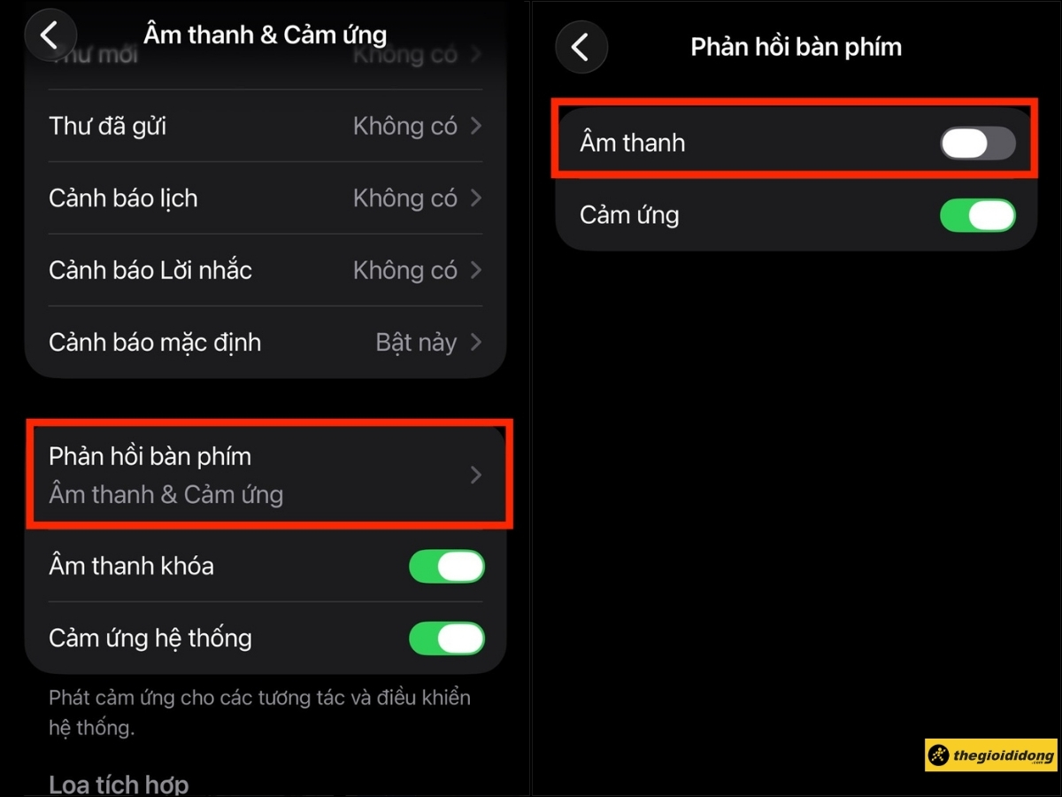 Gạt công tắc ở mục Âm thanh sang trái để tắt Gạt công tắc ở mục Âm thanh sang trái để tắt