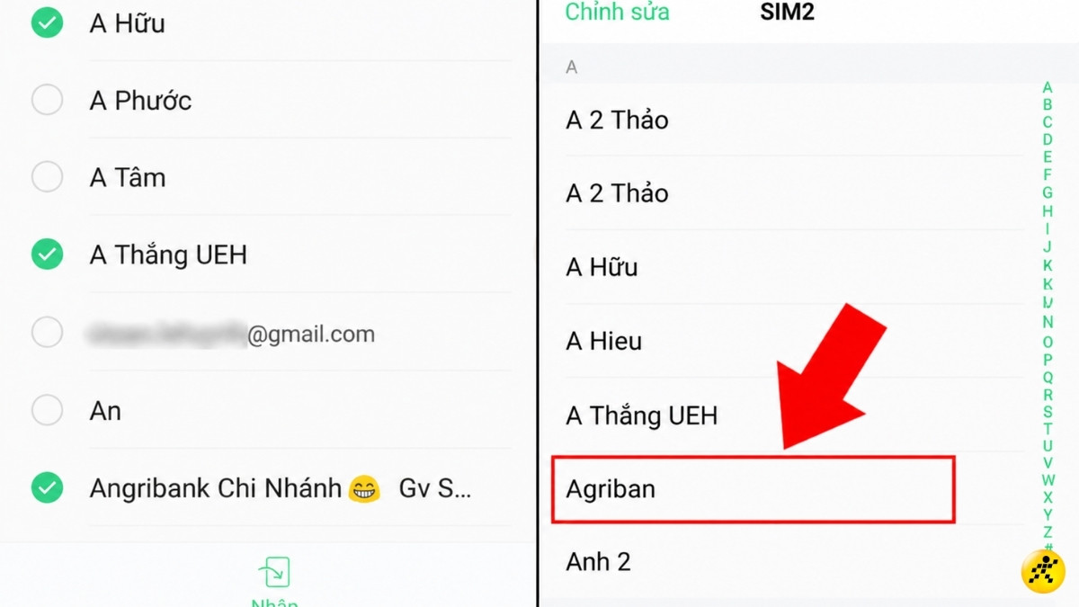 T&ecirc;n danh bạ c&oacute; dấu v&agrave; d&agrave;i khi chuyển qua SIM bị mất dấu v&agrave; chữ bị thiếu