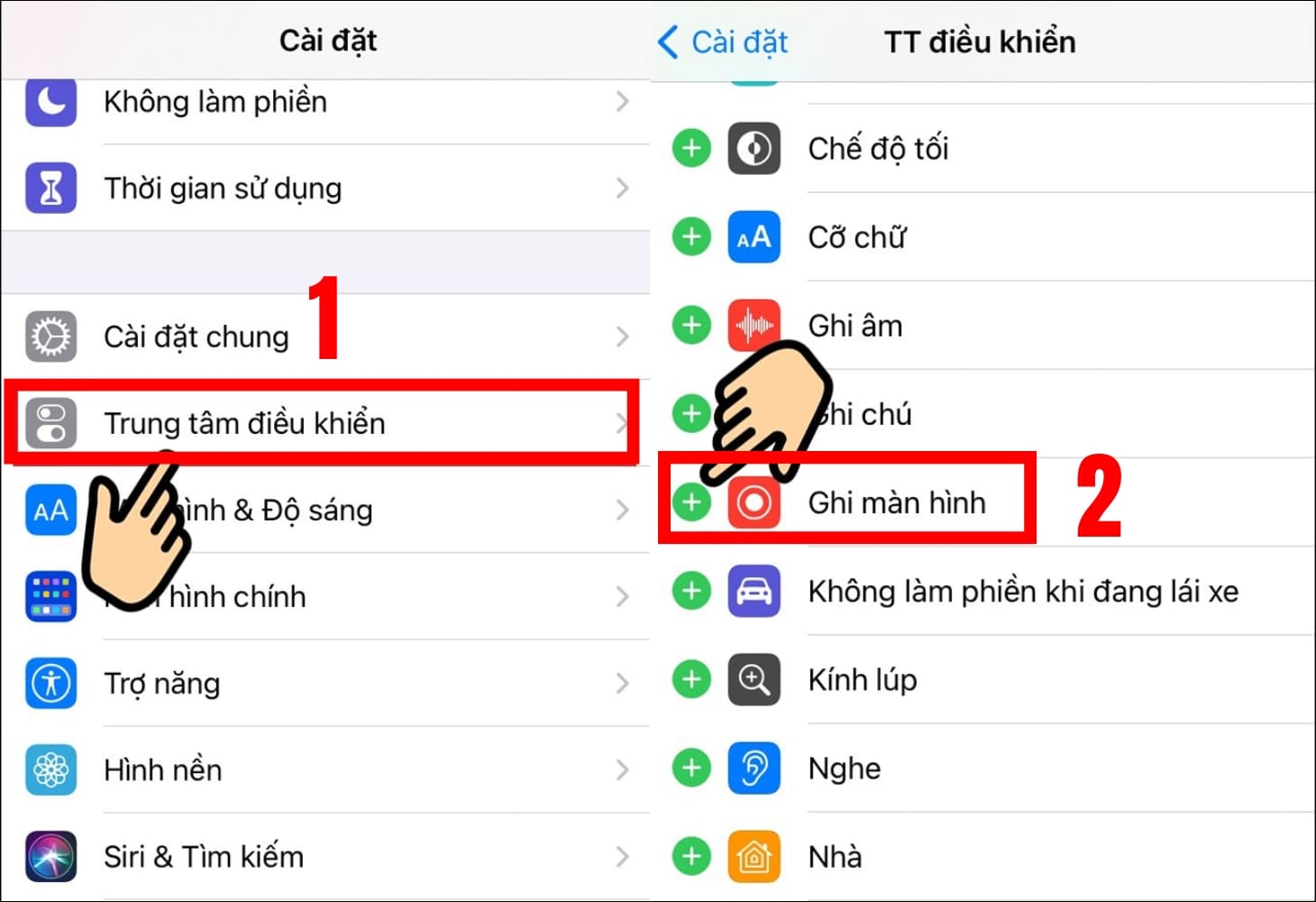 Thêm tính năng ghi màn hình trên iPhone iOS 13 trở lên