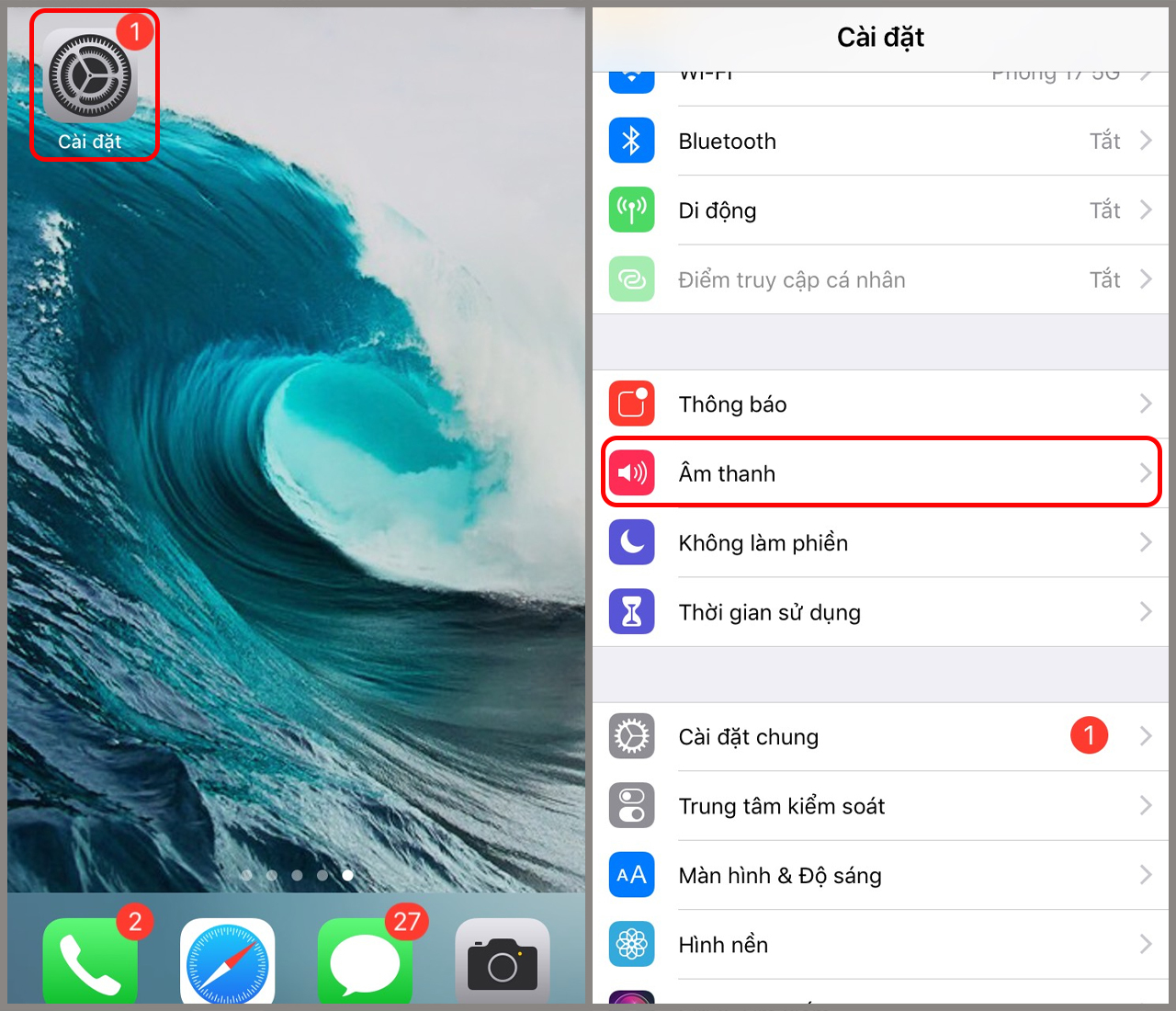Sau đó, bạn mở iPhone của bạn > Mở Cài đặt > Âm thanh.