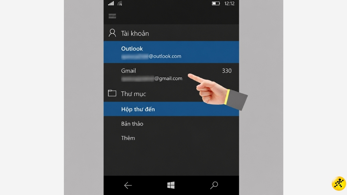 Chọn gmail để xem email