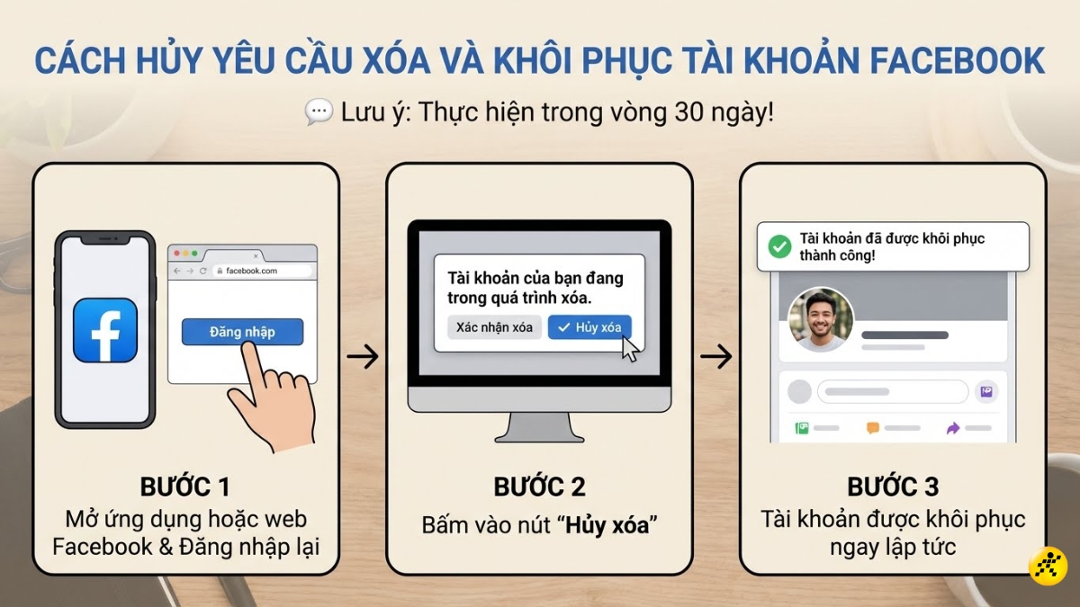 Cách hủy lệnh xóa và khôi phục tài khoản Facebook Cách hủy lệnh xóa và khôi phục tài khoản Facebook