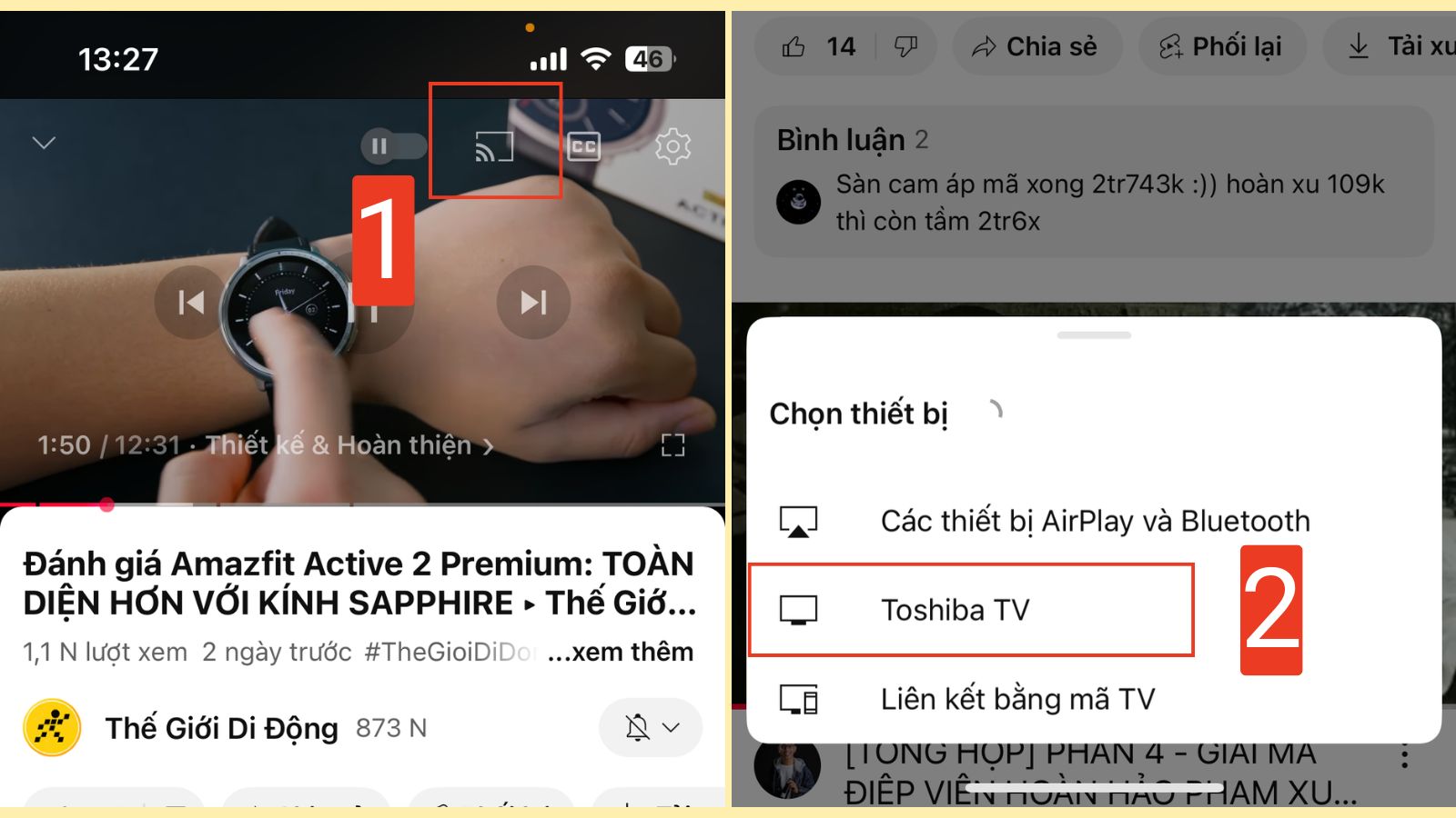 Chọn biểu tượng chiều m&agrave;n h&igrave;nh, sau đ&oacute; chọn loại thiết bị kết nối