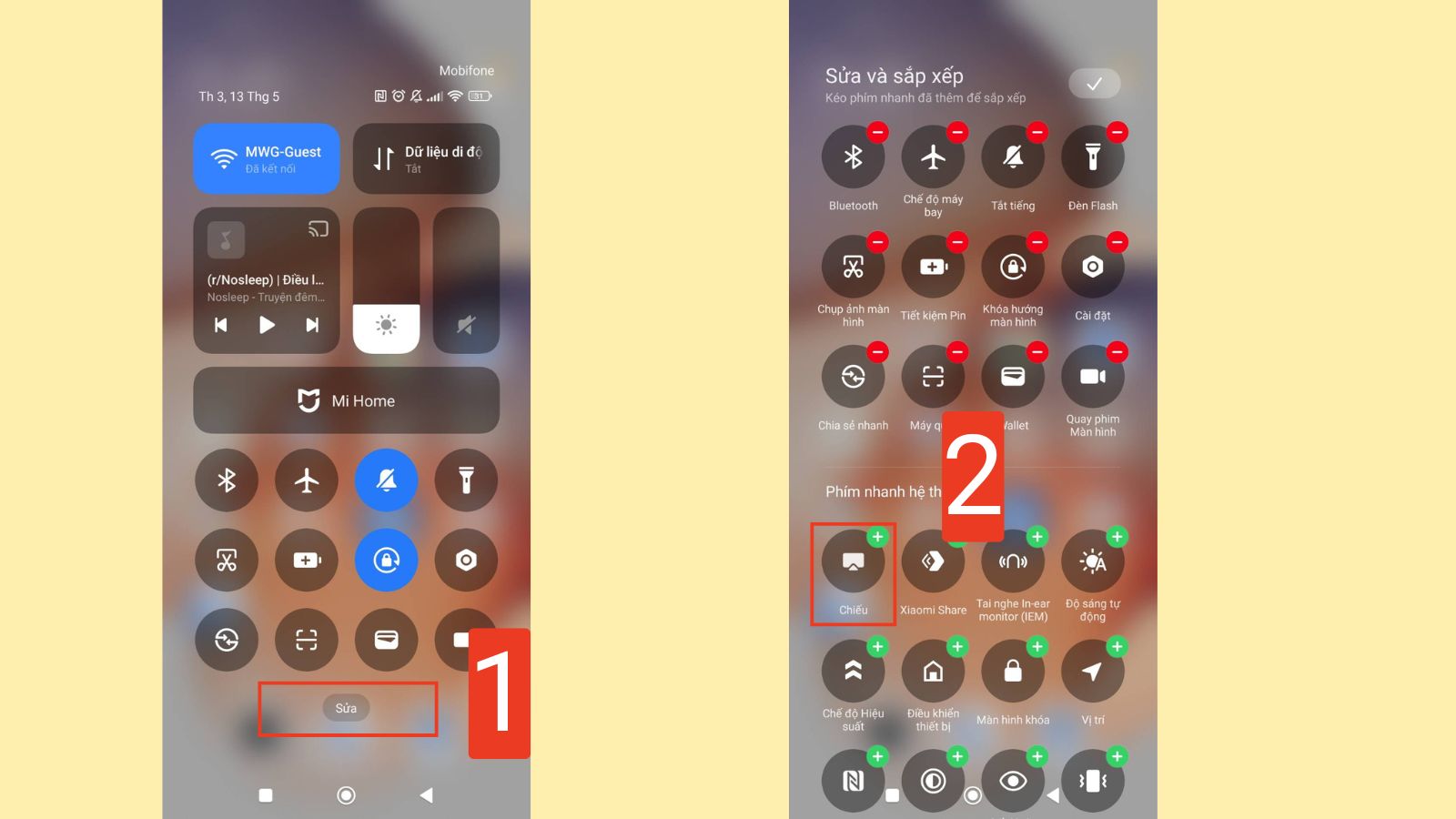 Mở Trung t&acirc;m th&ocirc;ng b&aacute;o v&agrave; th&ecirc;m t&iacute;nh năng Chiếu m&agrave;n h&igrave;nh