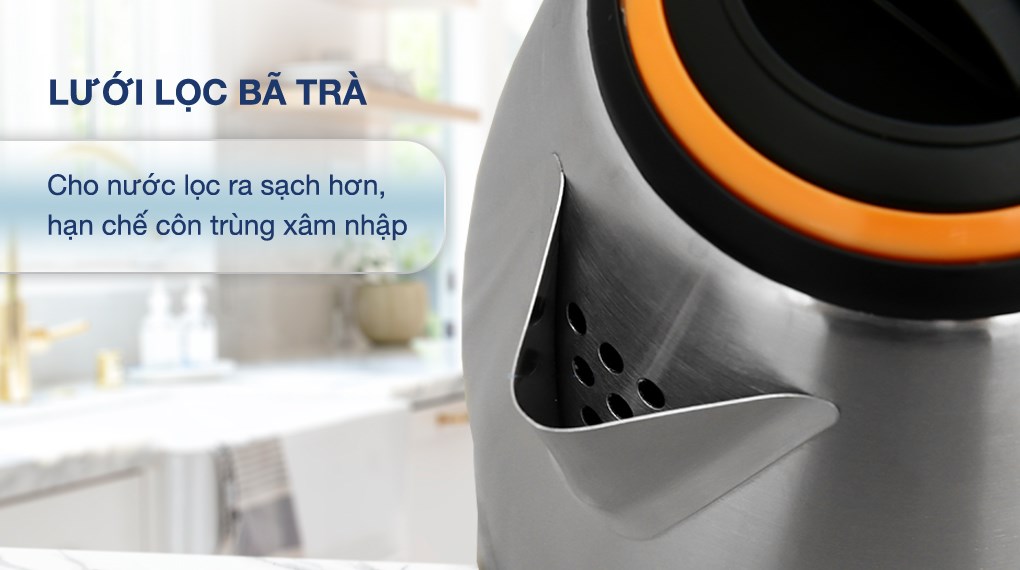 Bình đun siêu tốc Điện Quang 1.8 lít ĐQ EKT06 1518 BL có thể lọc được bã trà