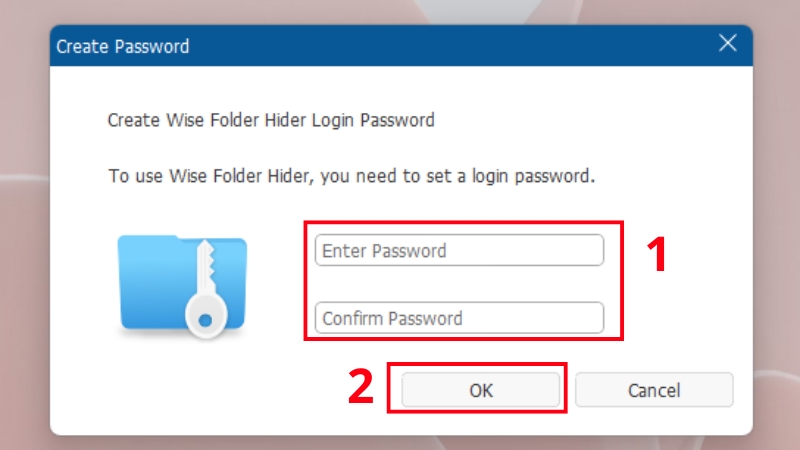 Mở phần mềm v&agrave; tạo mật khẩu ch&iacute;nh